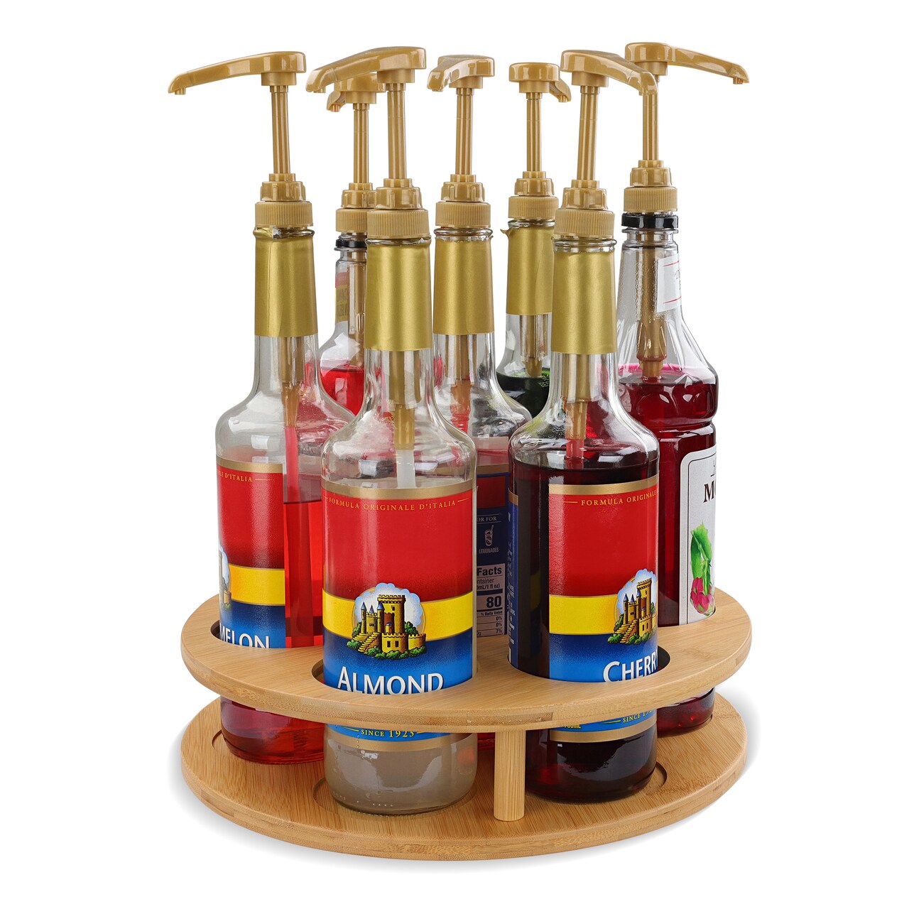 7Penn Coffee Syrup Rack Organizer - 7 Flavor Bottles Barista Turntable Caddy